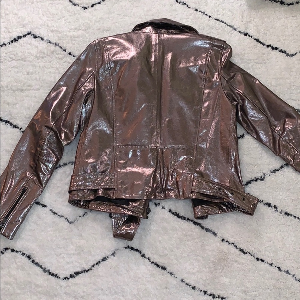 **NEW** Zara Metallic Leather Biker Jacket - Picture 3 of 8